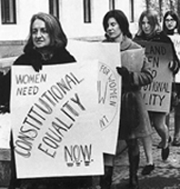 Betty Friedan leading the group